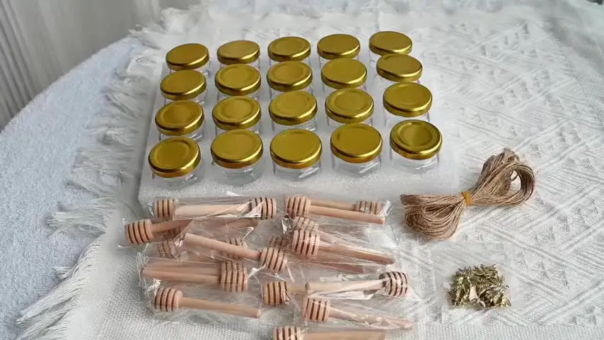 45ml Mini kleine Glas Honig gläser 1,5 Unzen Sechseck Honig gläser Set für Baby