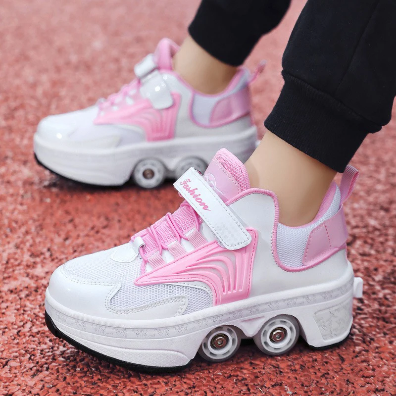 

Fashion Casual Outdoor Deformation Parkour Skates Dual-Use Children'S Youth Women Adults Unisex Sneakers Roller Shoes