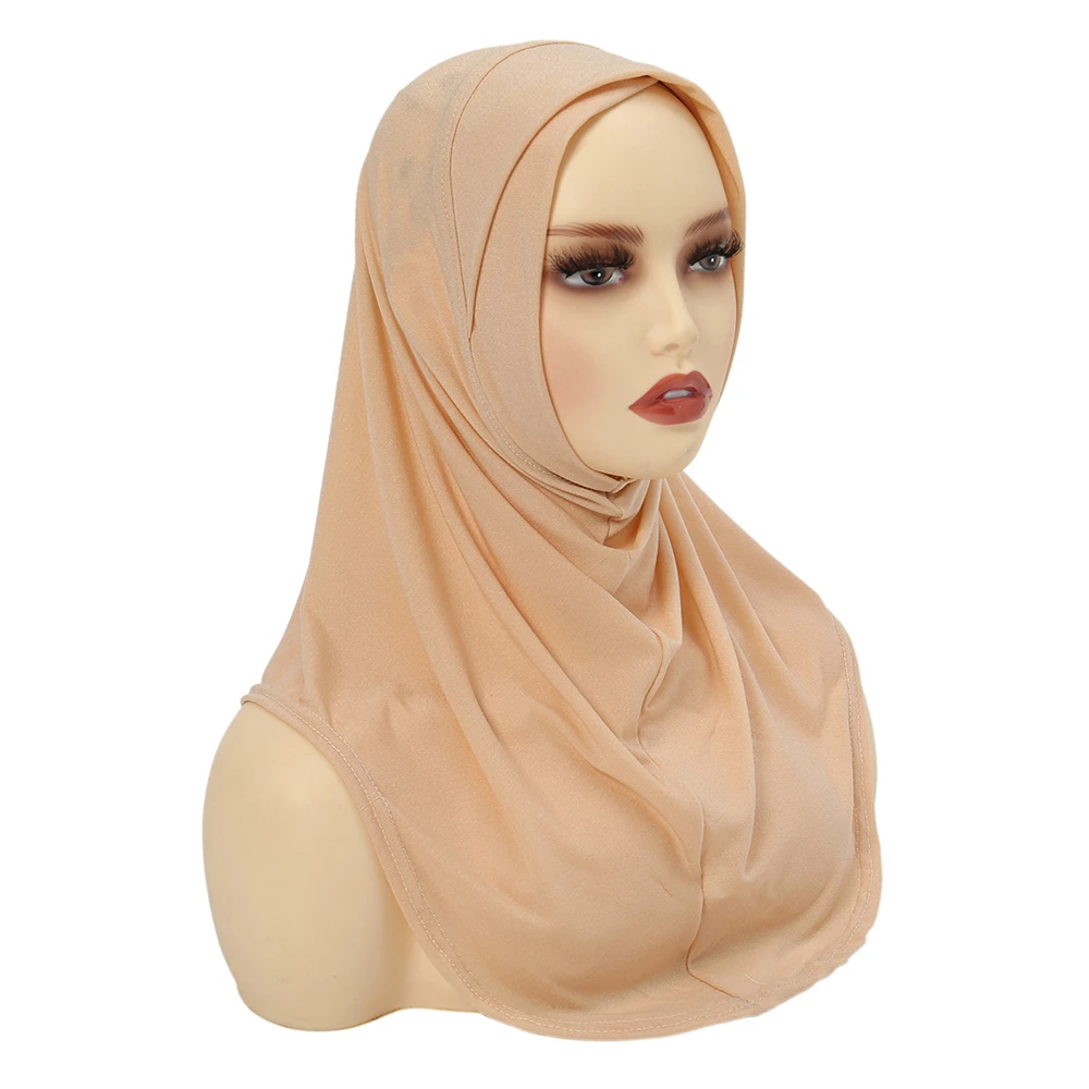 One Piece Amira Hijab Muslim Women Solid Head Scarf Wrap Shawl Pull On Ready To Wear Hijabs Islamic Niab Nikab Instant Headscarf