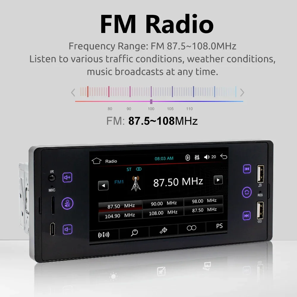 ESSGOO Car Radio 1Din MP5 Player Autoradio Stereo 5'' IPS Touch Screen Bluetooth Mirror Link Type C Universal Multimedia Player