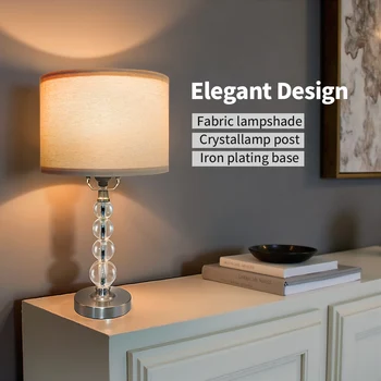 Modern Desk Lamp Set of Two - E26 Socket with Lamp Cap - Linen-Colored Lampshade - Suitable for Living Room, Bedroom and Bedside 2