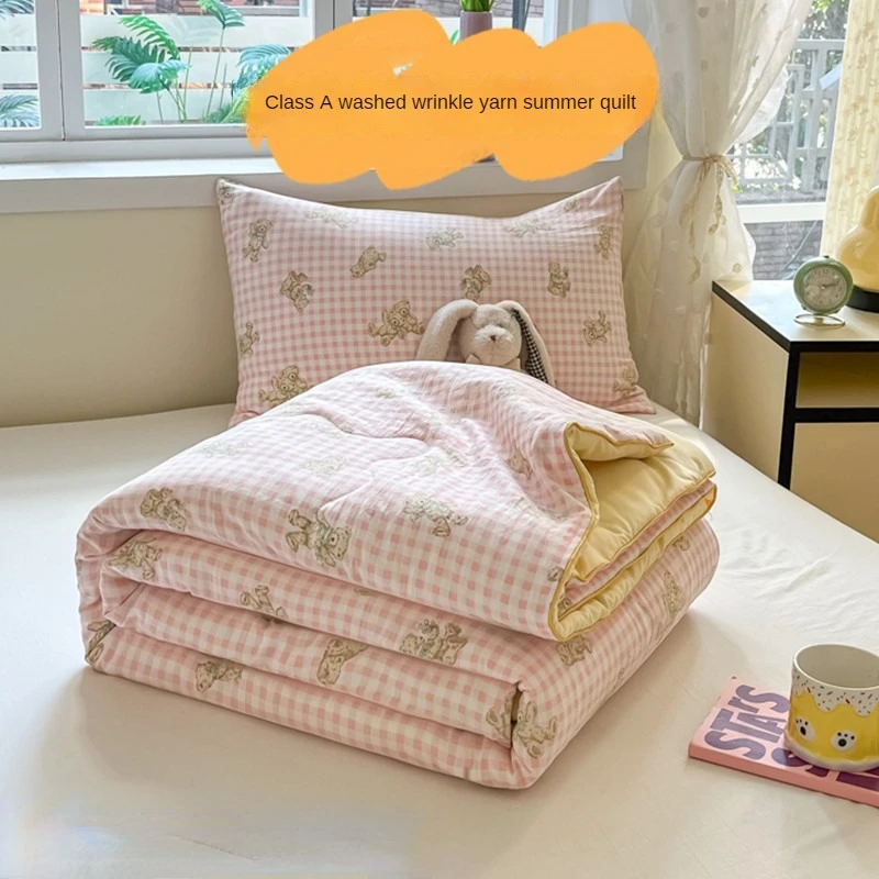 Quilt Double Layer Yarn Soybean Fiber Mother And Baby Grade Soft Glutinous Summer Cool Quilt Comfortable Breathable Home Textile