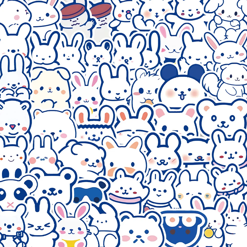 

10/50PCS Cartoon White Animal Sticker Kawaii Animal DIY Toy Laptop Luggage Skateboard Suitcase Graffiti Sticker
