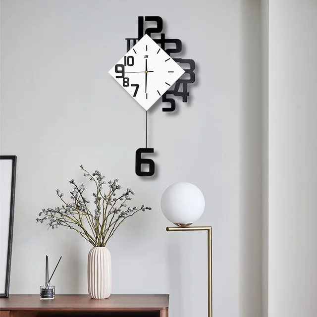 Swing Wall T Időtartam Modern Dizájn Északi Stílusú Nappali Falórák Otthoni Dekoráció Kreatív Hálószoba Csendes Falióra - Image 3