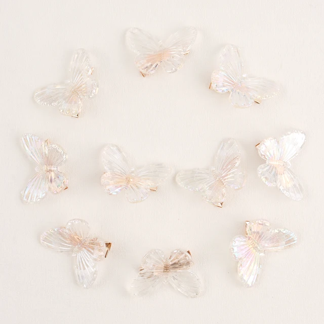 10PCS Fashion Butterfly Hair Clips for Women Girls Wedding Photography Head Clips Hairpin Hairgrips Decoration Hair Accessories Acrylic white