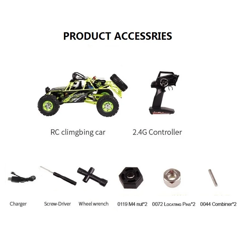 WLtoys 2.4G 12428 1/12 4WD RC Racing Car High Speed Off-Road Remote Control Alloy Climbing Truck With LED Light Toys Kids Gift 5