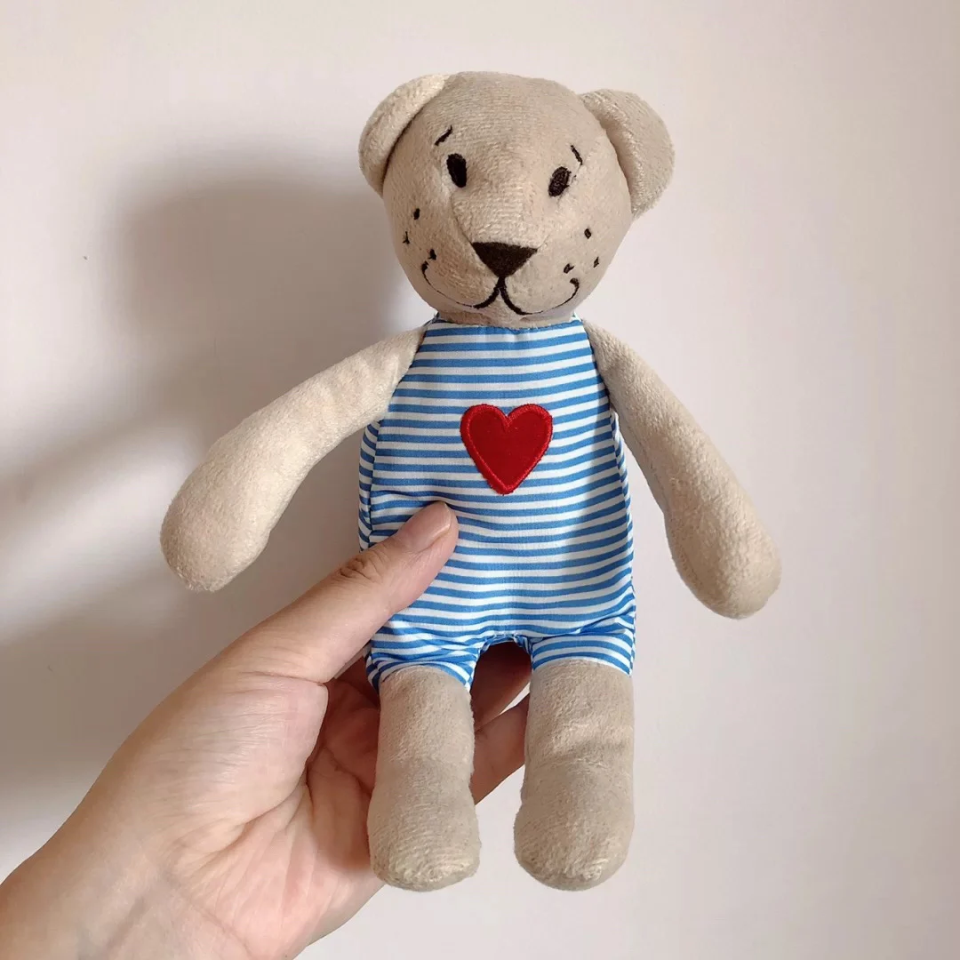 candice guo! cute plush toy lovely stripe clothes red heart small bear soft  stuffed doll appease toy birthday Christmas gift 1pc