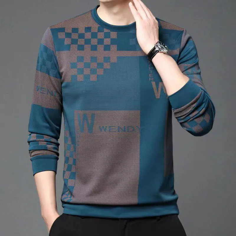 KPOP Fashion Style Harajuku Slim Fit Tshirts Loose Casual All Match Insert T-shirts Printed Patchwork Long Sleeve Sweatshirt