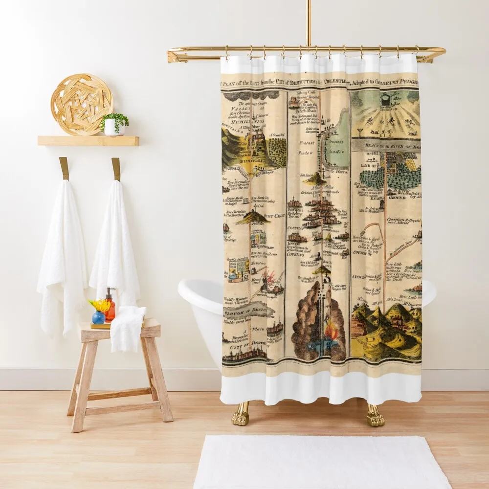

1821 The Pilgrim's Progress Map Shower Curtain Shower For Bathroom Bathroom Box For Bathroom Curtain