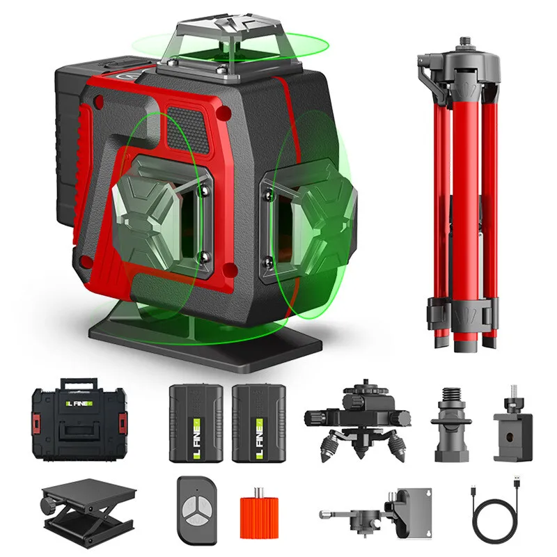 【Professional level】360 Rotary 4D 16Lines Green Laser Level Self Leveling+Tripod