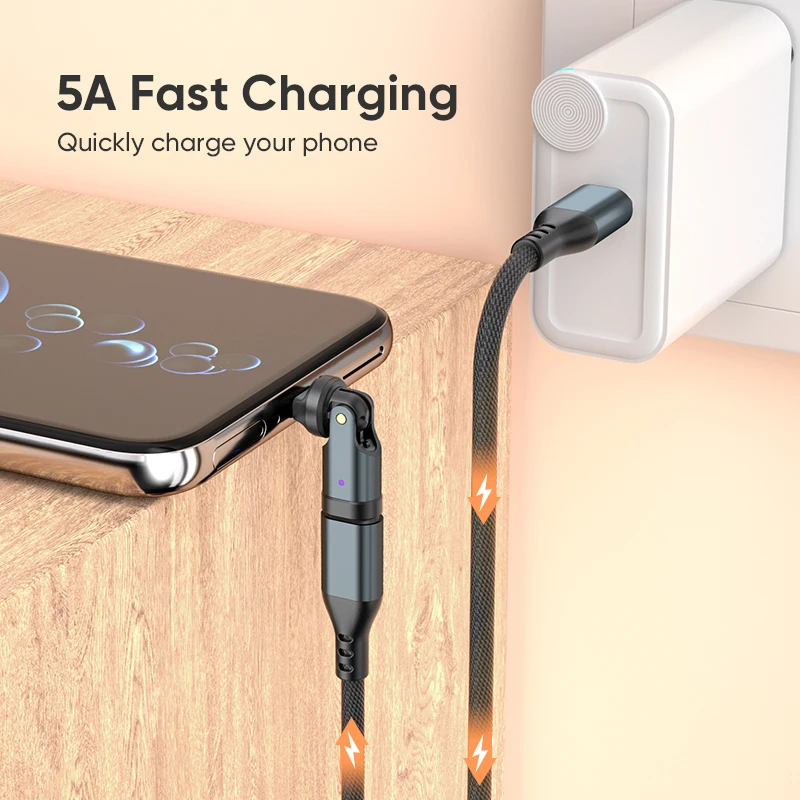 OTG Adapter AUFU PD240W USB C to Type C 540 Rotation Type-C Male to Female for Macbook Xiaomi Samsung
