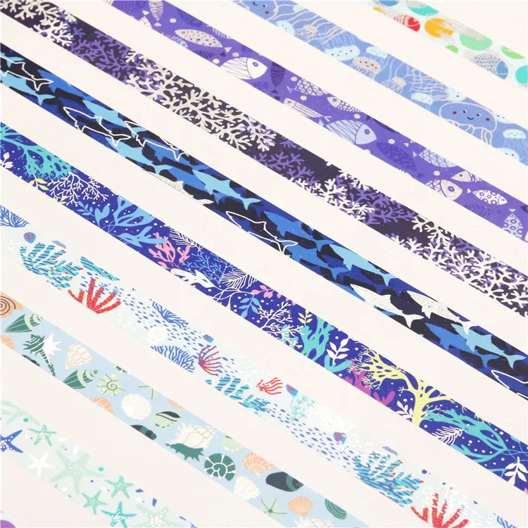 10 pcs/set Blue Ocean Gilding Washi Tape Set Scrapbooking Diy Journal Stationery Masking Tapes Deco Art Supplies Gift Sticker 2