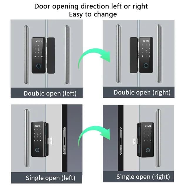 TT-Lock Smart Glass Door Lock Bluetooth Biometric Fingerprint Password Card Electronic Digital Lock office business departments 6