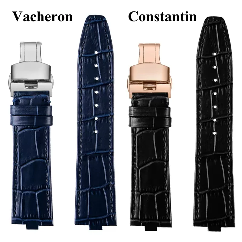 Cinturino A Sgancio Rapido In Pelle Di Vacchetta 24X7Mm Per Cinturino Stile Coccodrillo Vacheron Contin Overseas 4300/4500V 5500V 7900V Vc