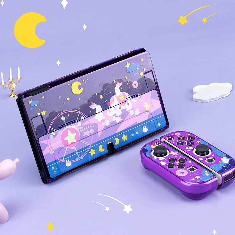 

Kawaii Nintendo Switch Oled Cover Case Cute Elephant Purple Dockable Protective Hard PC Shell For Switch Oled Joy-Con Controller