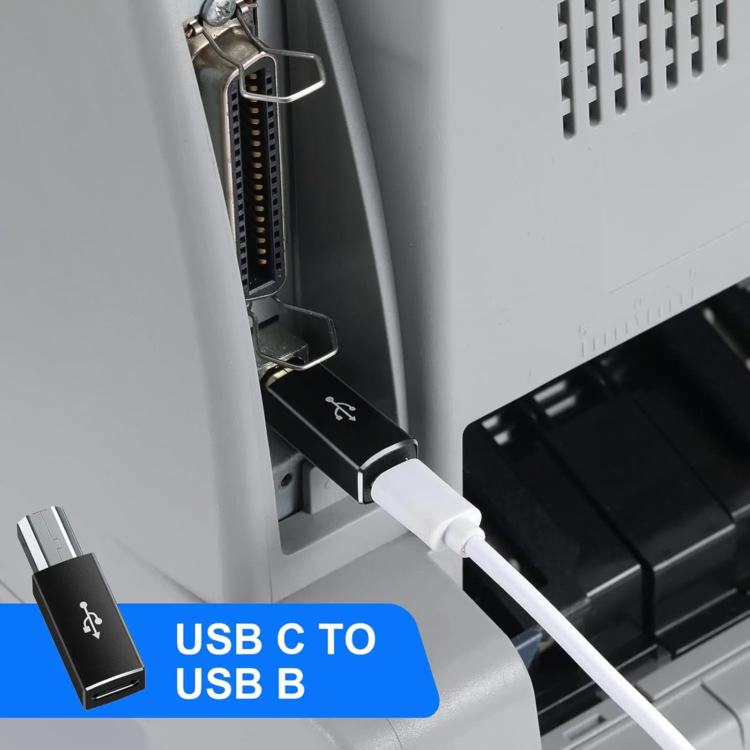 MIDI Printer Adapter USB Type C to Type B Male, suitable for printers, hard drive docks, fax machines, scanners, pia