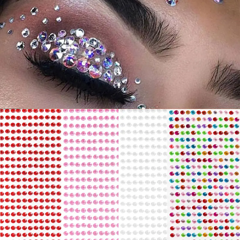 3D Color Acrylic Drill Sticker Temporary Tattoo Stickers for Face Between Eyebrows Nail Art Decoration for Kids Masquerade DIY