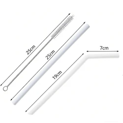 Versatile 3 - Piece Reusable Silicone Straw Set with Cleaning Brush (White)