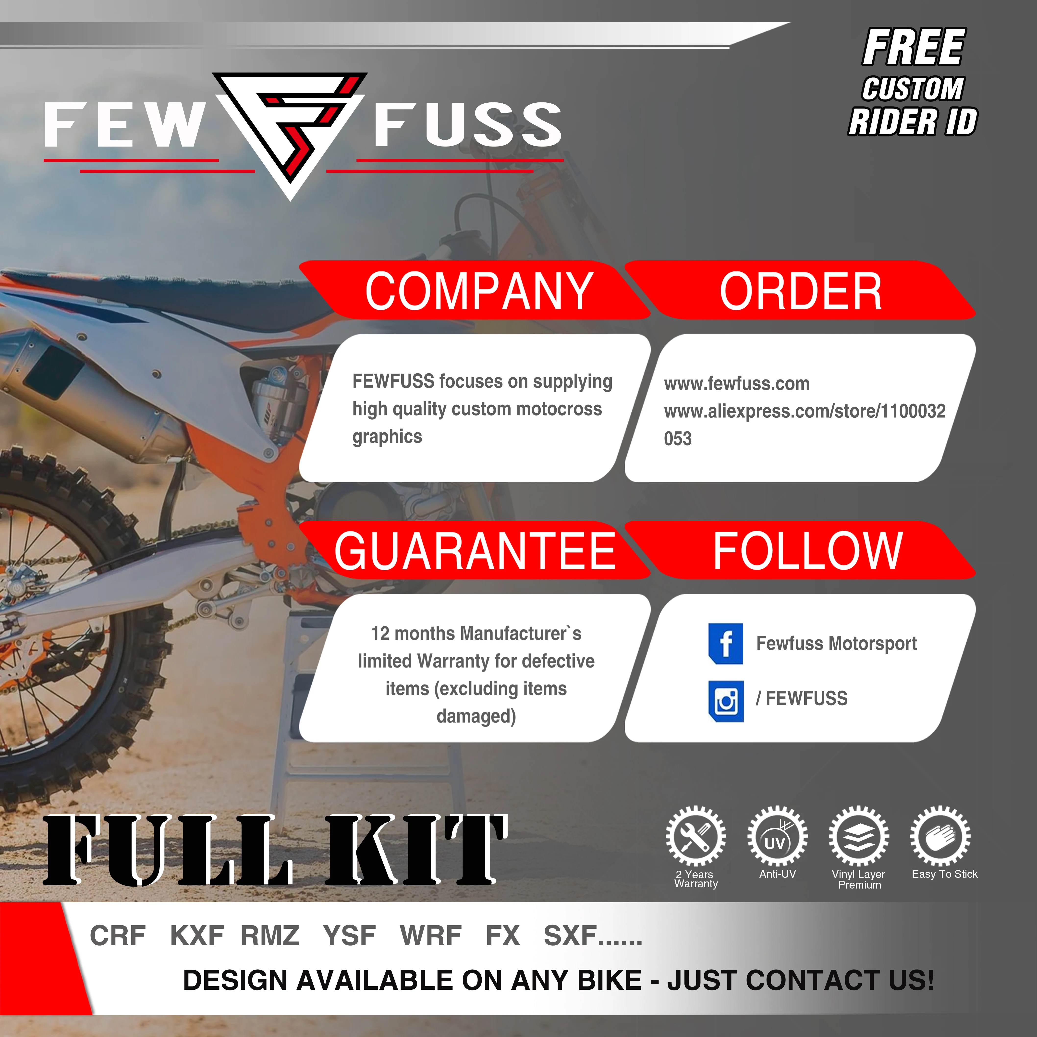 FEWFUSS ο  ׷   KTM SX 85 SX85 85SX 03 -2007 2008 2009 2010 2011 2012 