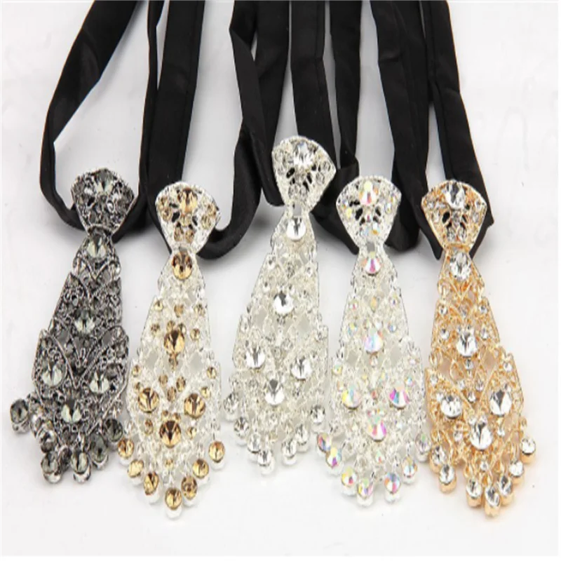 Mode Persönlichkeit Kristall Krawatten trend ige allgemeine koreanische Wein party Hochzeits zeremonie Metall kurze Luxus Krawatte Männer Accessoires – Detail 6