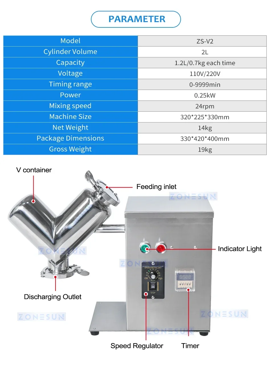 ZONESUN ZS-V2 Powder Mixing Machine