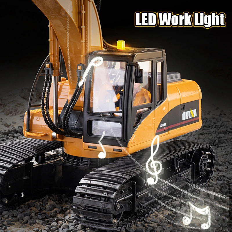 Huina 1535 1/14 Rc Excavator Remote Control  Truck Toy Excavator with Lights RC Trucks Tractor Model Engineering Car Toys Boys 4