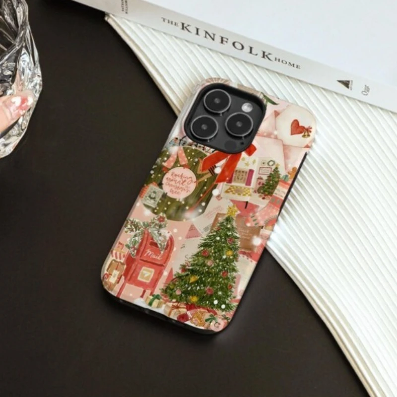 Festive Magnetic Shockproof Acrylic Phone Case - Christmas Collage Design