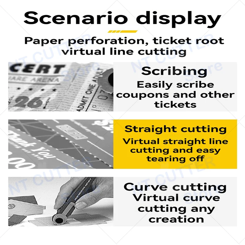 Original Japanese OLFA dotted line knife PRC-3 28mm dotted line rolling cutter/PRC-2 18mm circular roller blade sharp blade for making lottery coupons, easy to operate cutting and separation