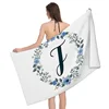 1pc Flower wreath letter pattern Pattern Beach Towel,Ultra-Fine Fiber Beach Blanket,Highly Absorbent Bath Towel,Suitable 3
