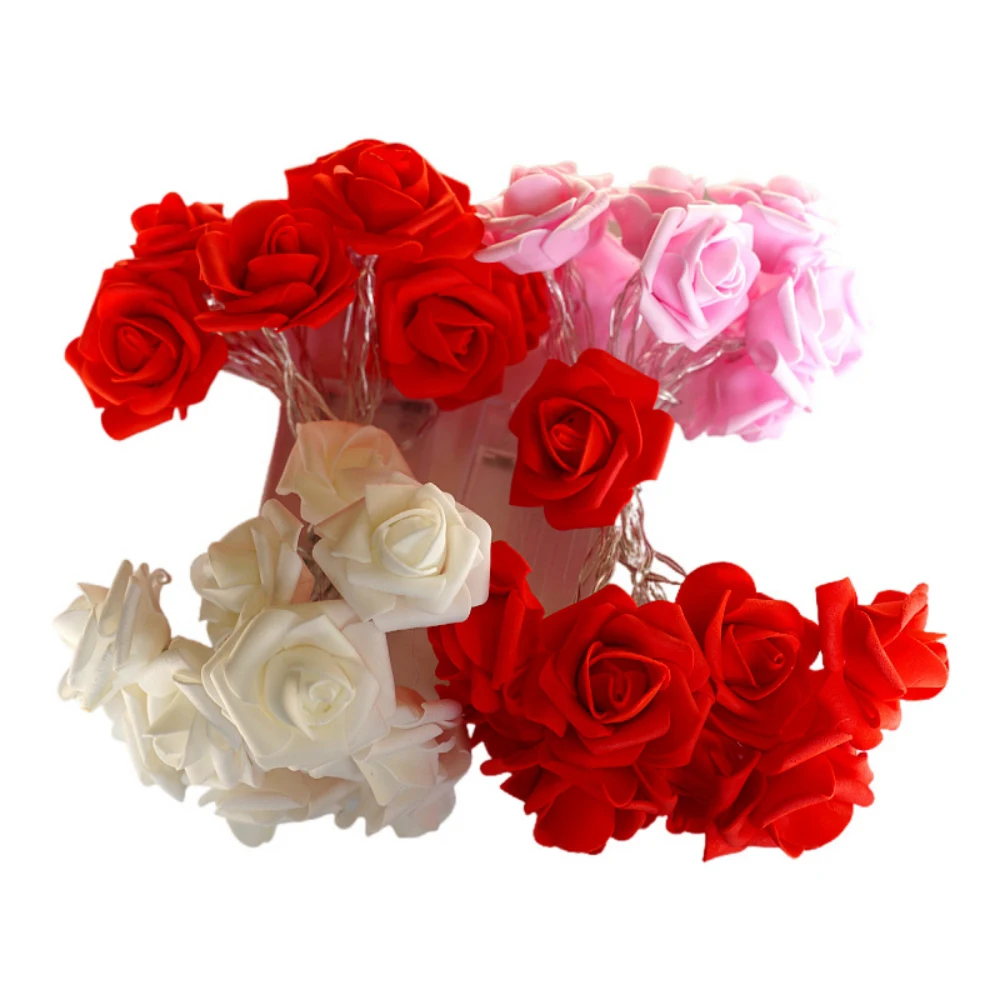 Rose Flower LED String Fairy Light Red Pink Warm Blue RGB Wedding Christmas Party Decoration 1.5m 3m 6m 10m 5V USB/Battery Power