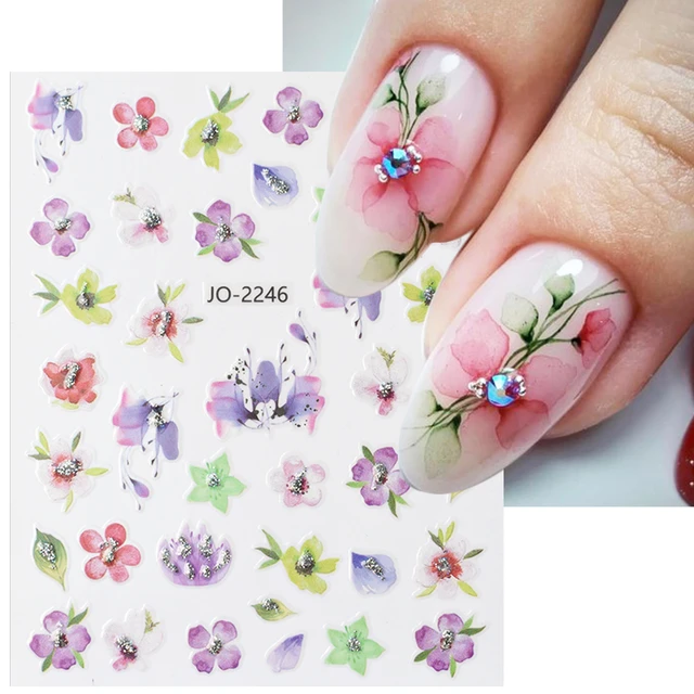 Stickers Nails Water Flowers  Sticker F Nail Flowers Design - 3d Flowers  Design Nail - Aliexpress