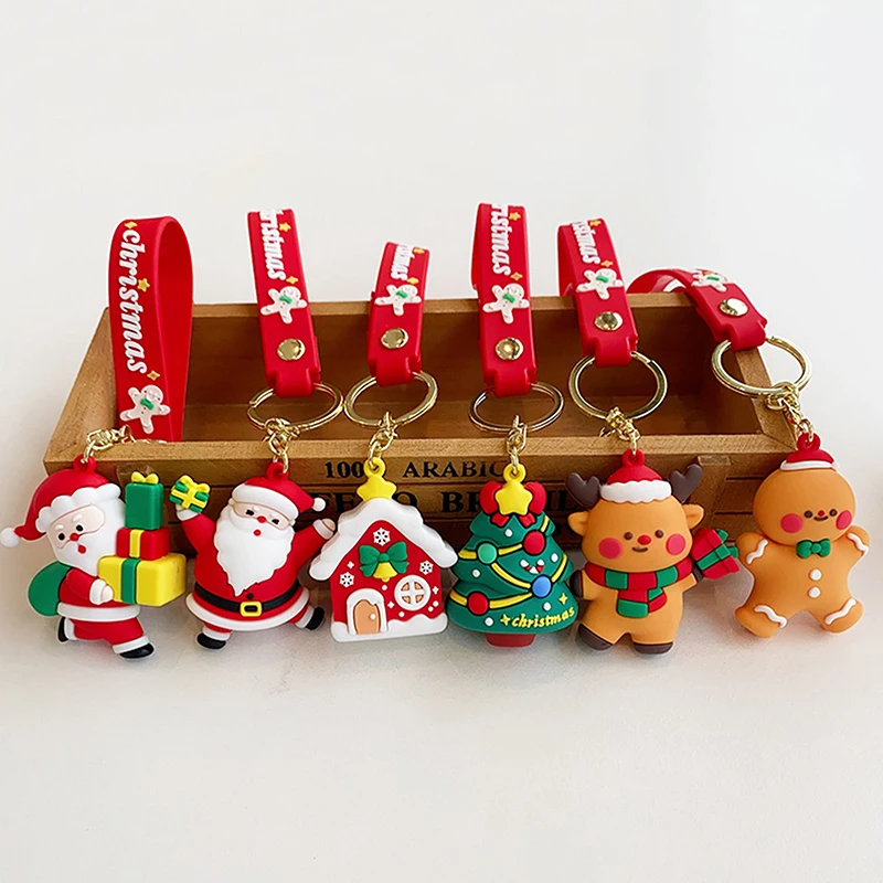 

Christmas Series Keychain Santa Claus Christmas Tree Elk Cartoon Soft Adhesive Pendant Backpack Phone Case Car Decoration