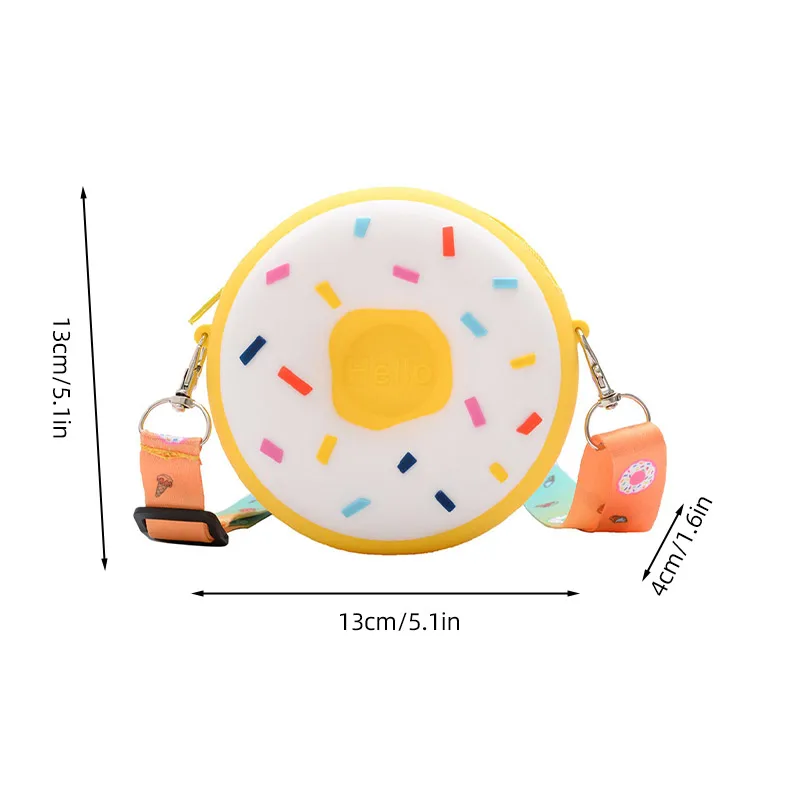 Cute Donut Girl Crossbody Bags Silicone Mini Snack Kids Travel Messenger Bags Zipper Single Shoulder Bags for Children 6
