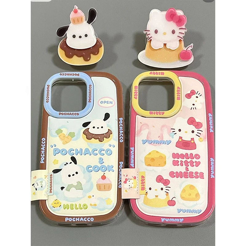 

Hello Kitty Anime Kawaii Sanrio Phone Case Cute Pochacco Cartoon Apple 15 14 13Promax Cover iphone Stents Shell Toys for Kids