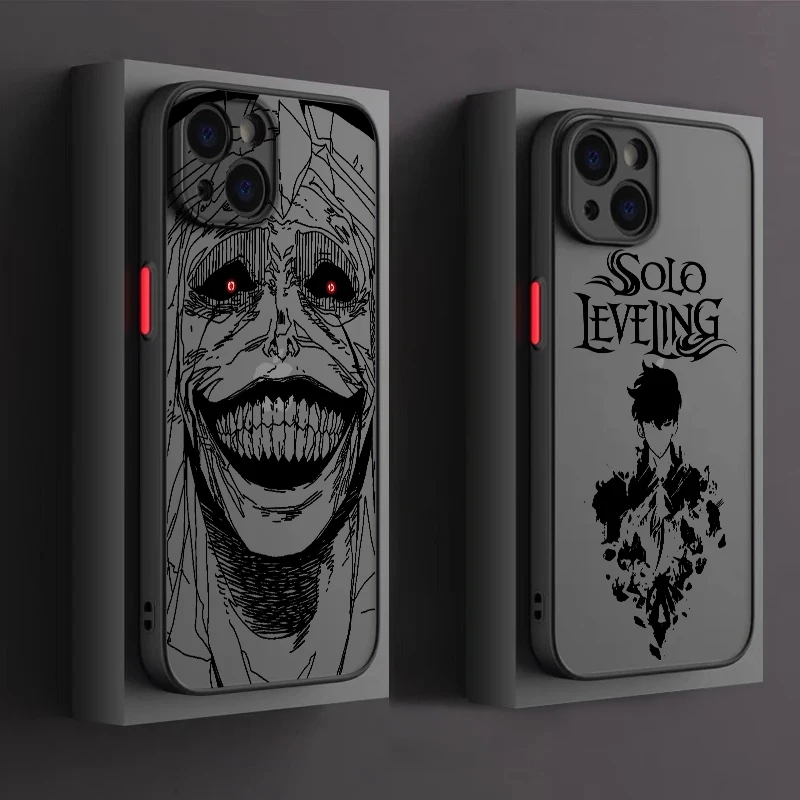 Solo Leveling Smiley Phone Case For Apple iPhone 15 14 13 12 11 XS Mini Pro Max 8 7 XR X Matte Frosted Translucent