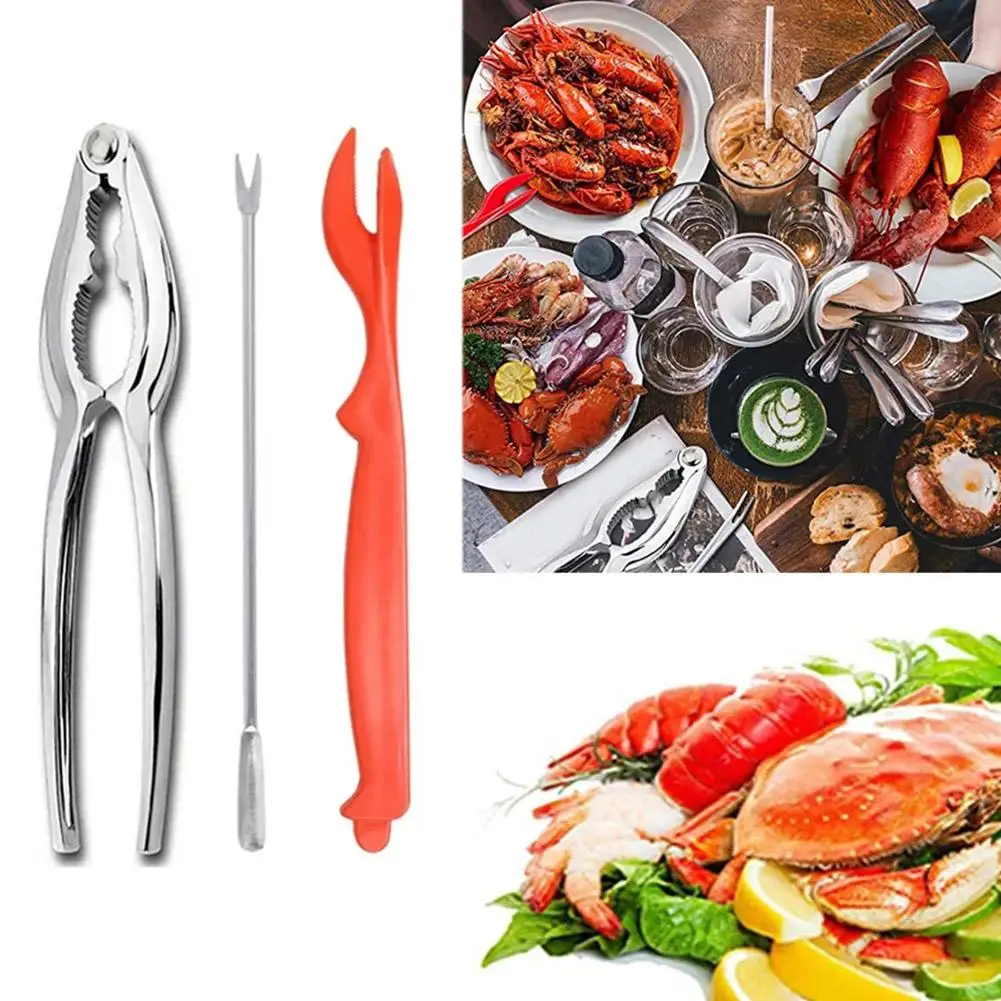 3Pcs/set Seafood Tools Set Lobster Cracker Forks Nut Cracker Shell Claw Lobster Shellers Crab Leg Kitchen Tools