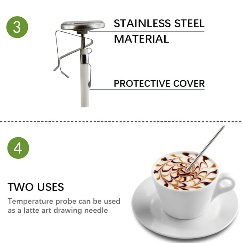 5-Inch Dial Probe Thermometer 0-100 °C Milk Coffee Thermometer Instant Read Stainless Steel for Kitchen Food Cooking Milk Coffee 4