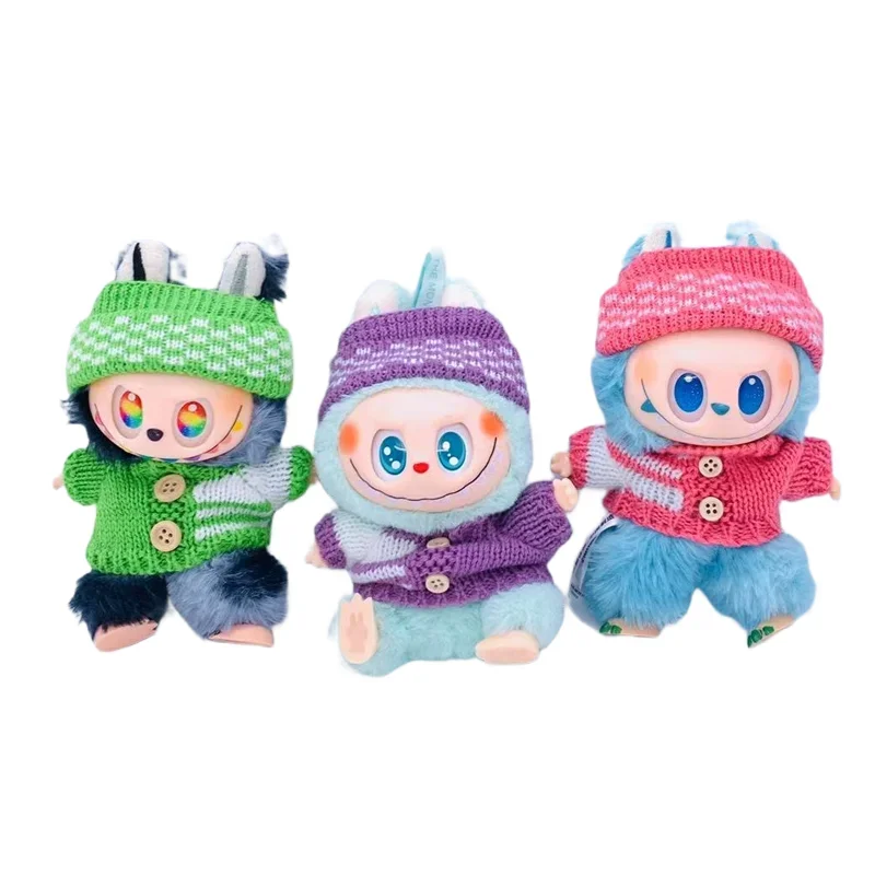 귀여운 봉제 비닐 인형 옷 카와이 스웨터 모자 (라부부 봉제인형용) 10-17cm K팝 인형 액세서리