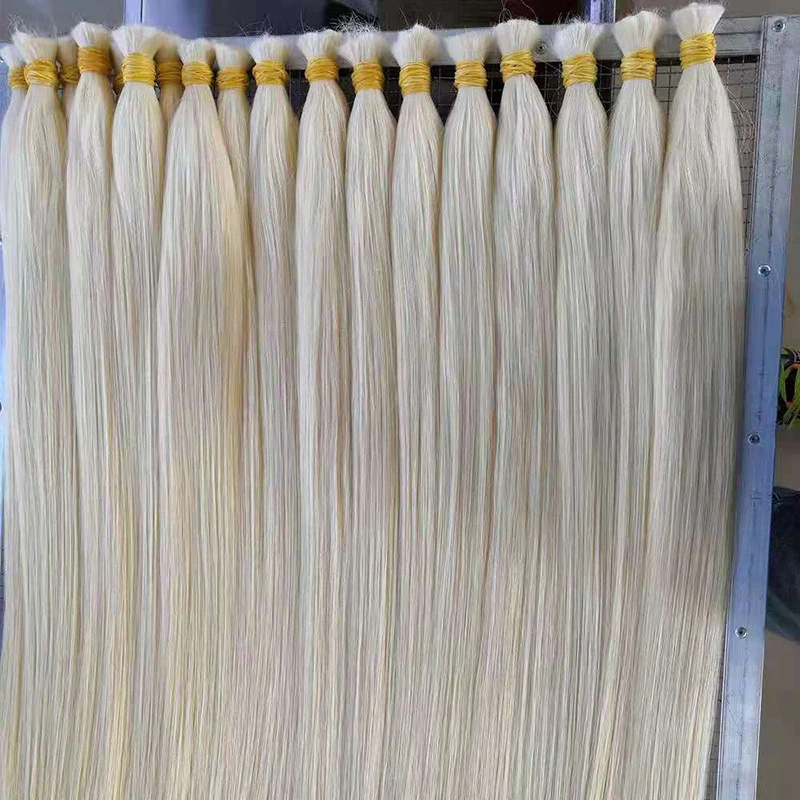 30inch Real Human Hair Extensions Blonde Hair Bulk Straight Natural Weaving No Weft Remy Human Braiding For Women
