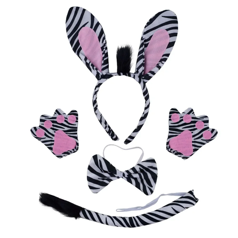 Set Cosplay Gatto Set Costume Gatto Leopardo - Fascia Orecchie, Coda E Papillon Per Halloween E Cosplay Cerchietto Leopardo - Foto 2