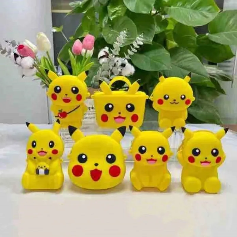 

Cute Cartoon Pikachu Baby Skew Straddle Bag Creative Kawaii Decoration Small and Exquisite Storage Silicone Children Zero Wallet