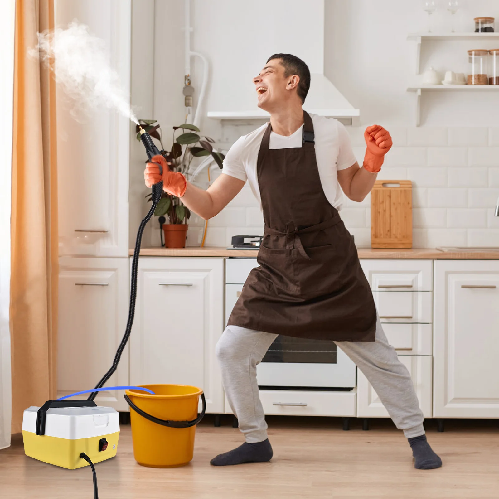 1800W Handheld Steam Cleaner for Home 4L 5 Bar Cleaning Machine High Pressure Steamer with Voice Prompt Air Conditioner Washer 4