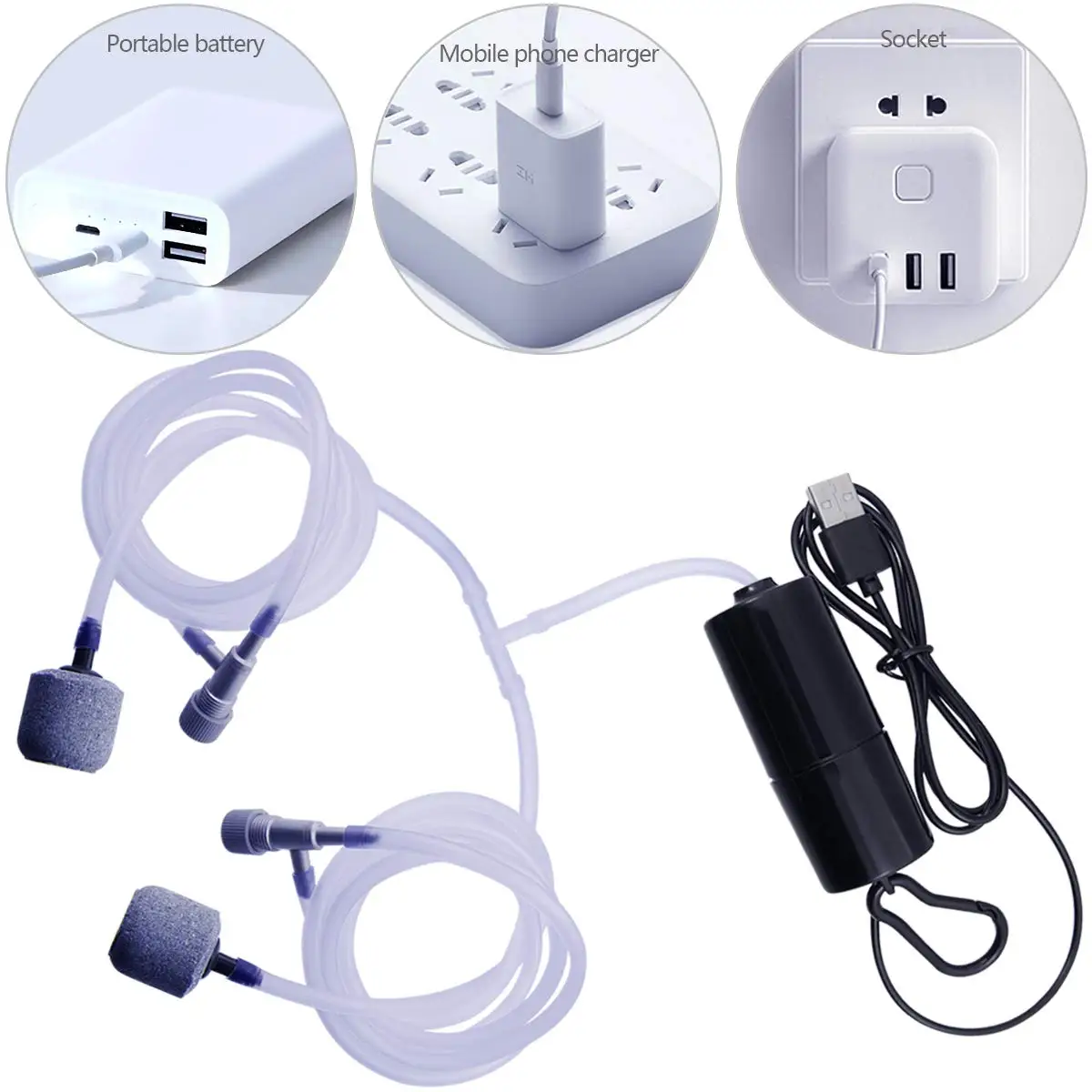 Aquarium Air Pump Fish Tank Oxygen Pump Fish Tank Pump 5v USB Portable Silent Compressor Aerator Quiet
