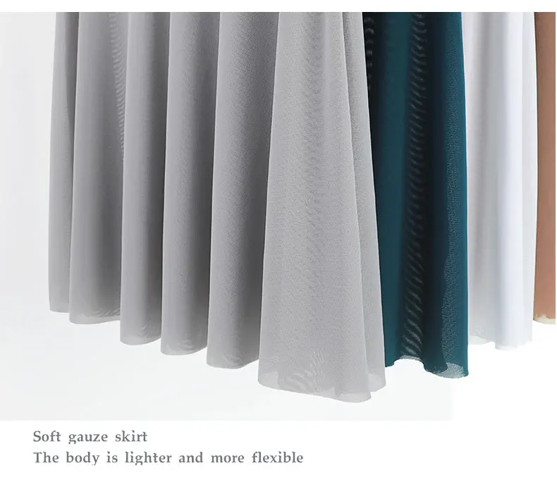 Damen-Tanzrock aus Chiffon, Dehnbarer Weicher Netz-Halbrock für Ballett-Übungen und Tanzkostüme – Detail 11