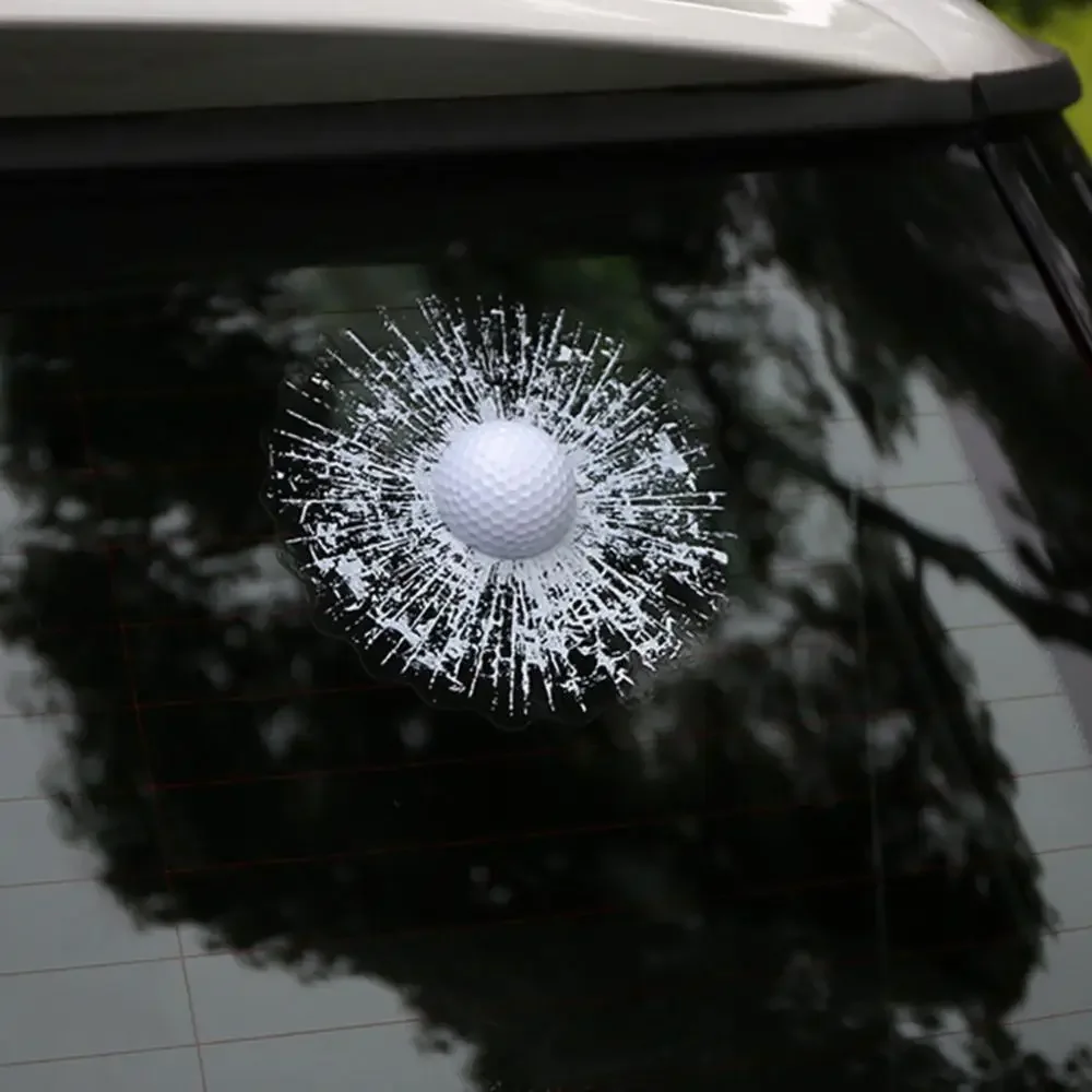 Funny 3D Golf Ball Hit Window Crack Car Windshield Decals Sticker Decoration Car Accessories