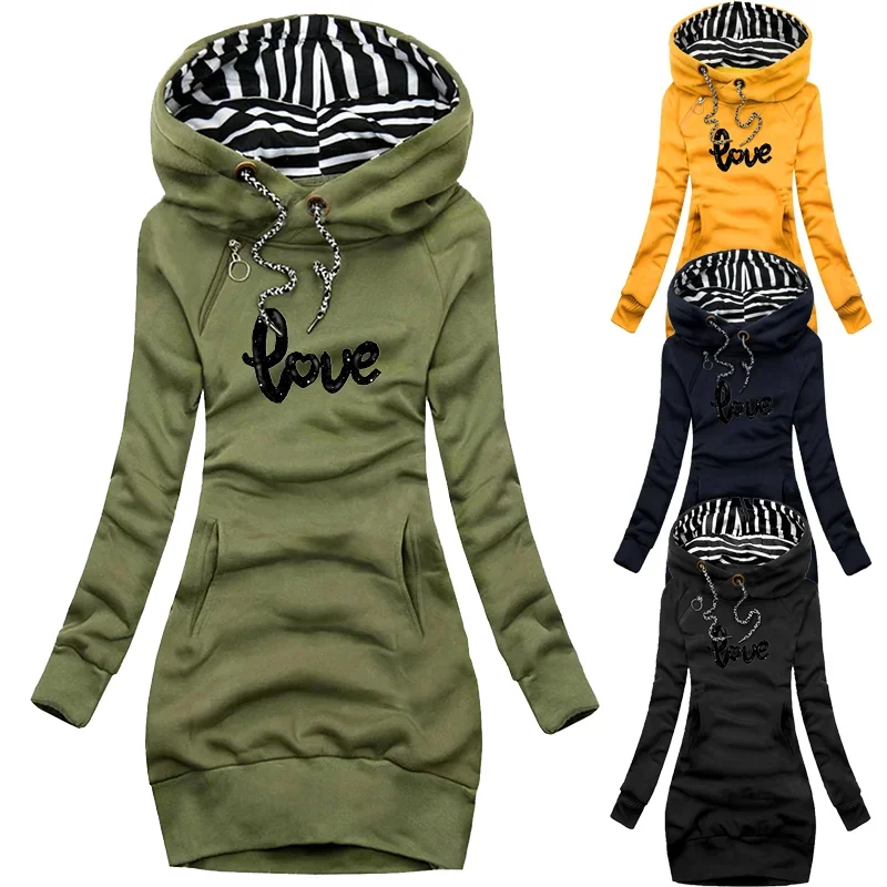 

Женское платье-толстовка с капюшоном, с длинным рукавом