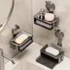 Durable Suction Cup Soap Holder Aluminum Alloy Punch-free Storage Shelf Wall Mounted Soap Rack Kitchen Bathroom Organizer 1