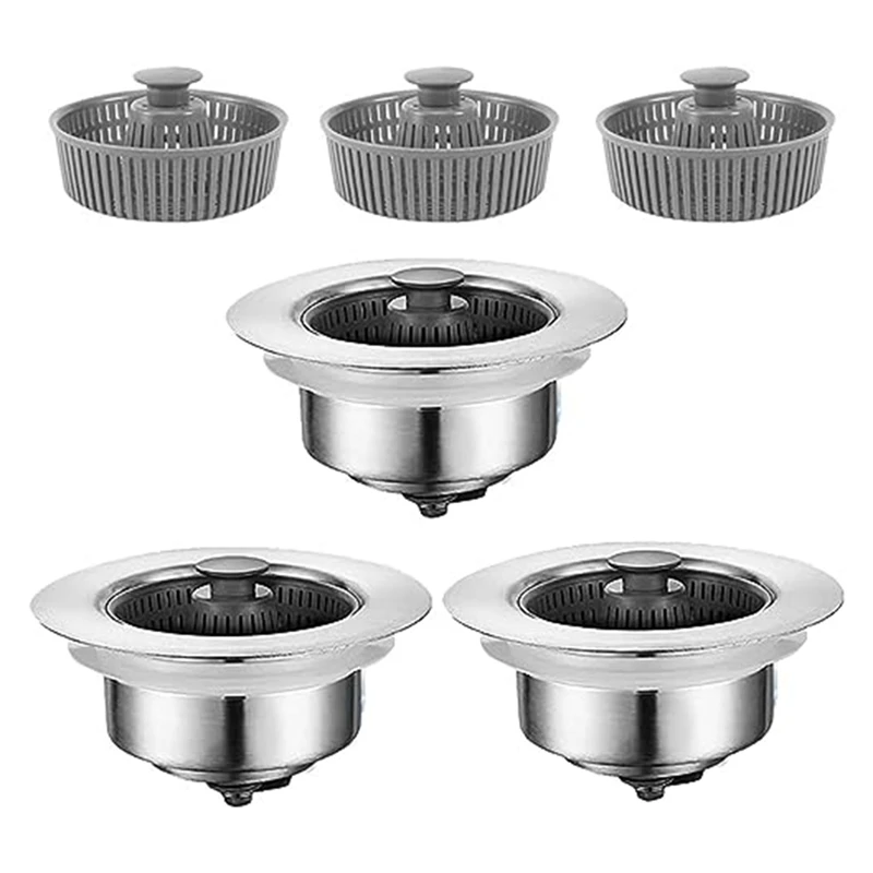 

3 Sets Of Kitchen Sink Drain Filters, Sealed -Up Plugs, Drain Basket Water Blocking Cover Leaking Plug Leaking Plug