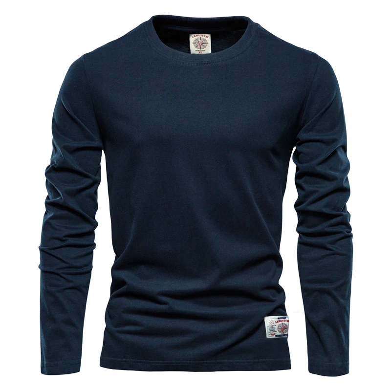 cotton t shirts 100% Cotton Long Sleeve T shirt For Men Solid Spring Casual Mens T-shirts High Quality Male Tops Classic Clothes Men's T-shirts shirt