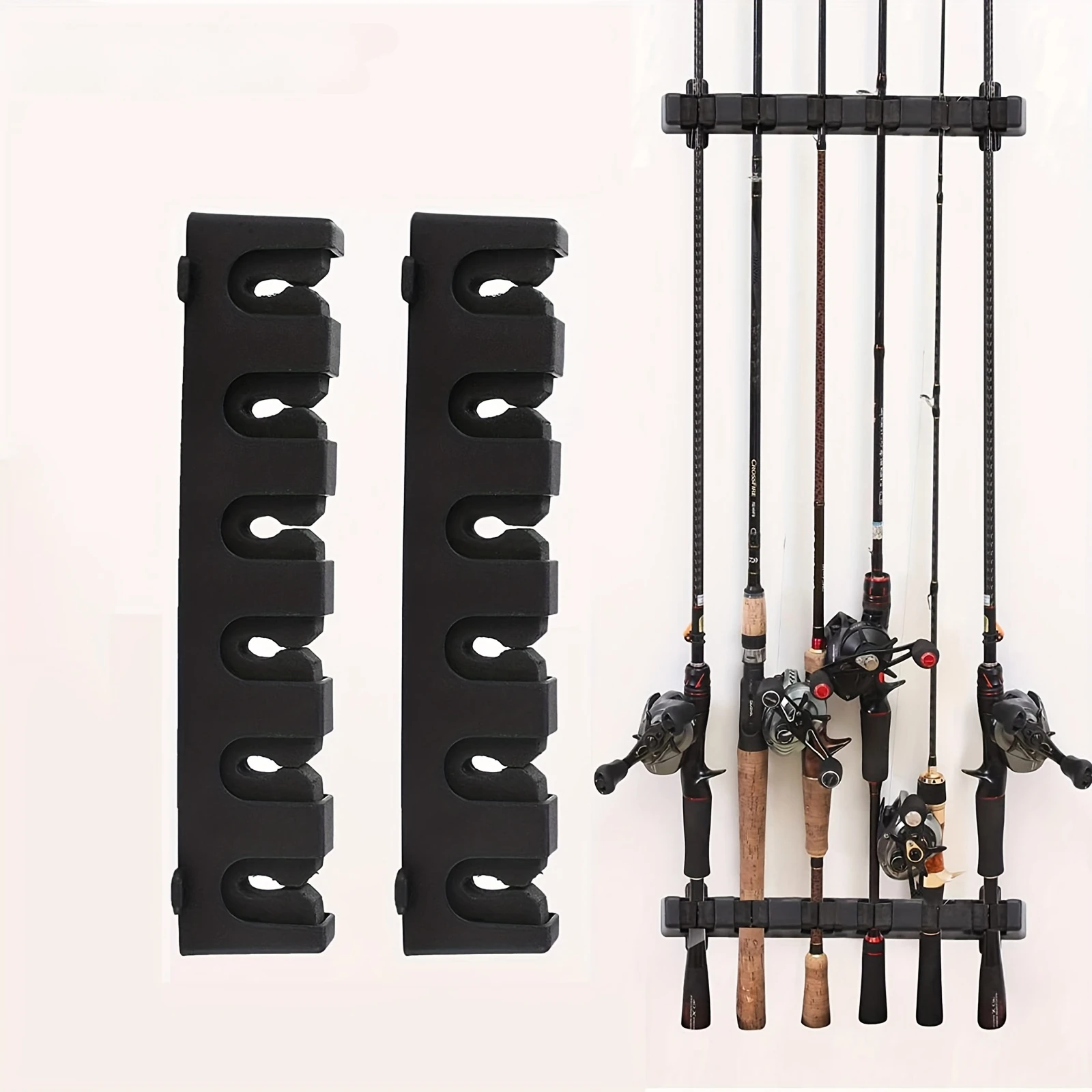 Fishing Rod Holder Fishing Rod Holders 6/8-Rod Rack Vertical Pole Holder Wall Mount Modular For Garage Fishing Pole Display Stand Fixed Frame